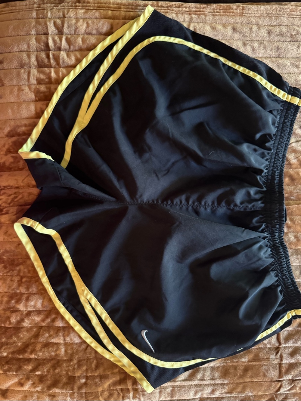Nike Black Shorts with Yellow Piping